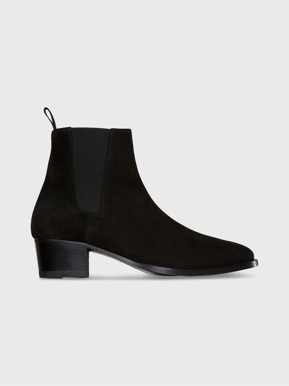 ANN MASHBURN Black Suede Chelsea Ankle Boots